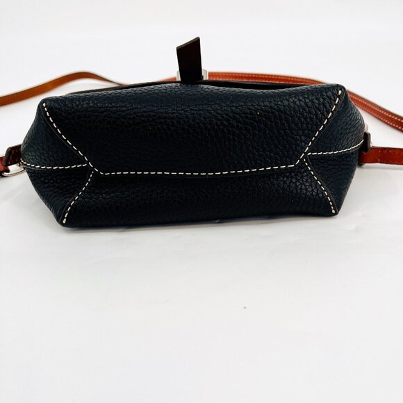 Dooney & Bourke Mini Cambridge Crossbody Black Pebble Leather Saddle Bag - Picture 7 of 16